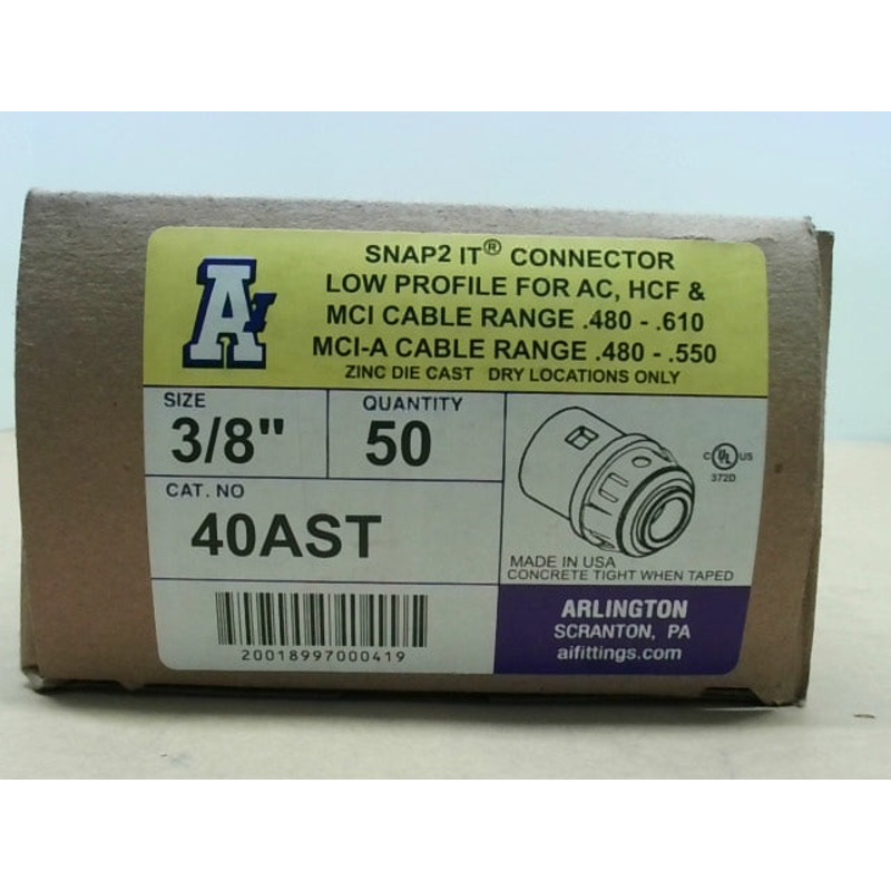 Arlington 40AST 3/8 SNAP2IT Cable Connector (50 PCS)