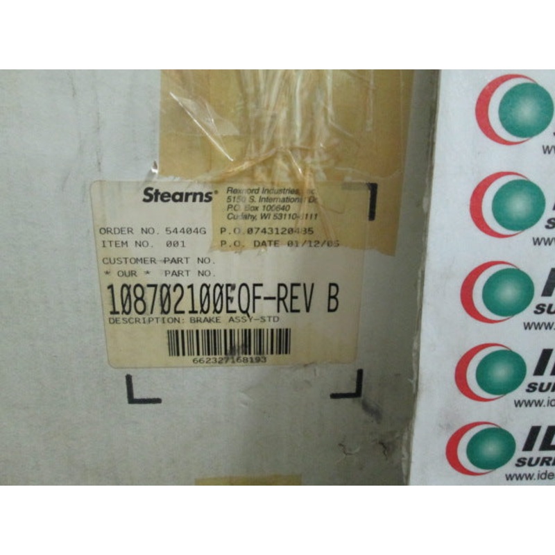 BRAKE, STEARNS 108702100EQF-REV B, ELECTRIC BRAKE ASSEMBLY