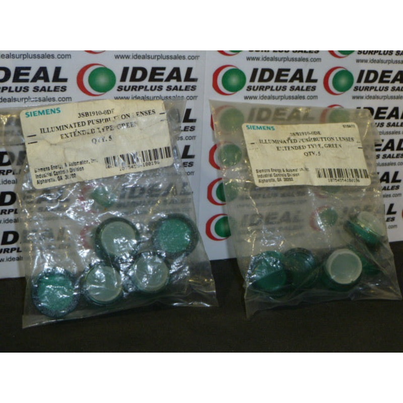 SIEMENS  3SB1910-0DE – LENS, GREEN, ILLUMINATED, PUSH BUTTON, EXTENDED TYPE LOT OF 18