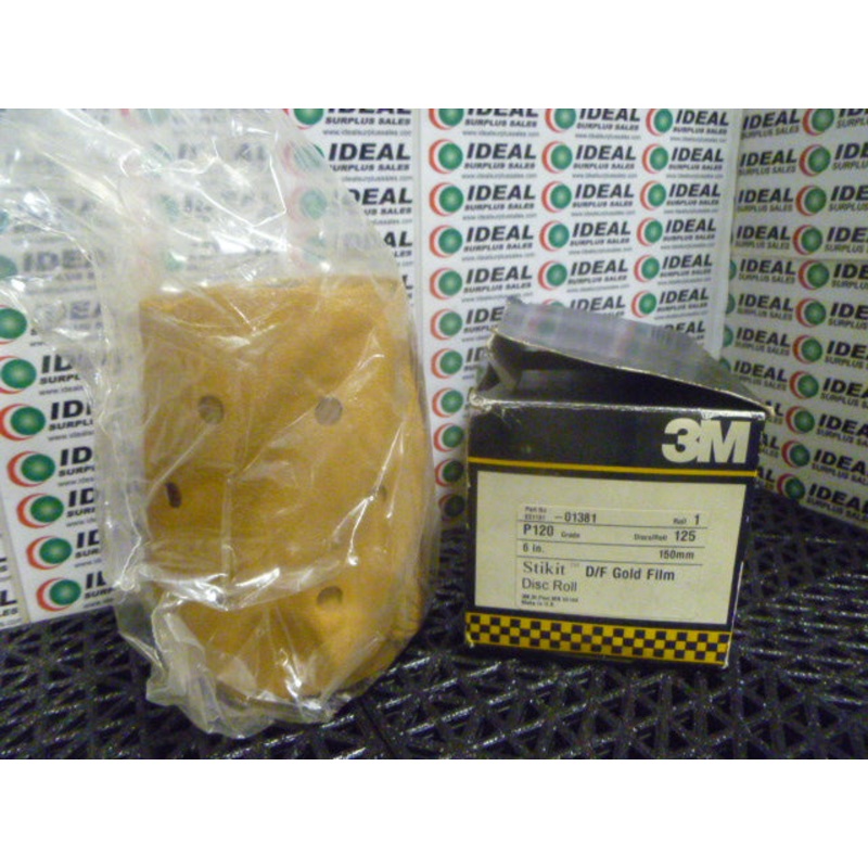 3M Stikit 255L 01381 Gold Film Disc Roll 6 P120 Coarse Aluminum Oxide 125 Discs/Roll