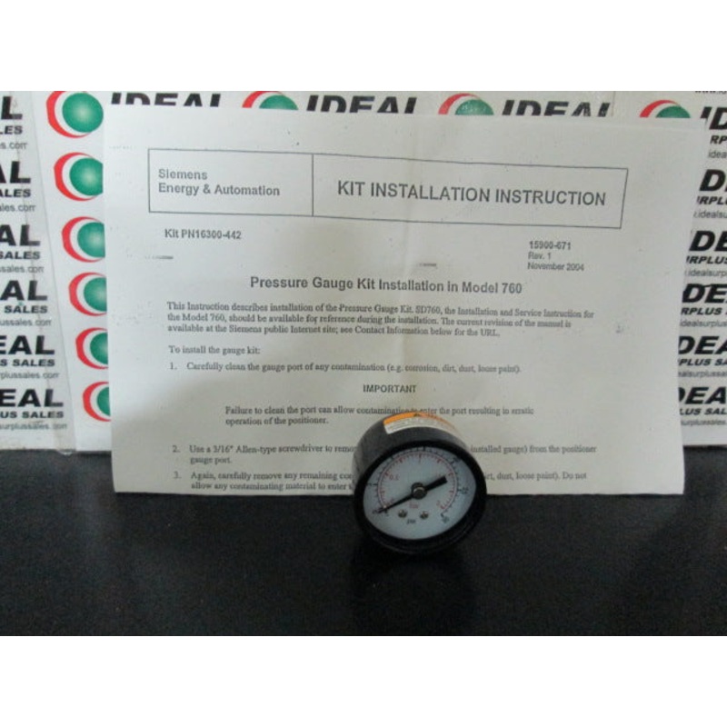 Siemens SD760 Model 760 Pressure Gauge Kit