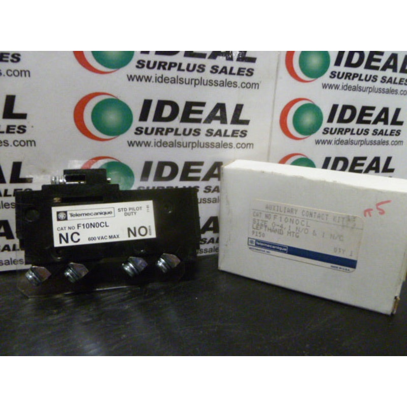 CONTACT, TELEMECANIQUE – F10N0CL, AUXILIARY CONTACT KIT, SIZE 0-4, 1 N/0 & 1 NC LEFTHAND MTG 9150