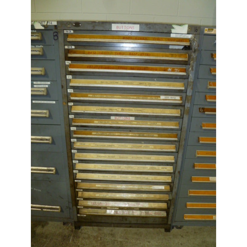 CABINET, STANLEY VIDMAR STYLE, 30W X 27.75 D X 59TALL, 16-DRAWER,