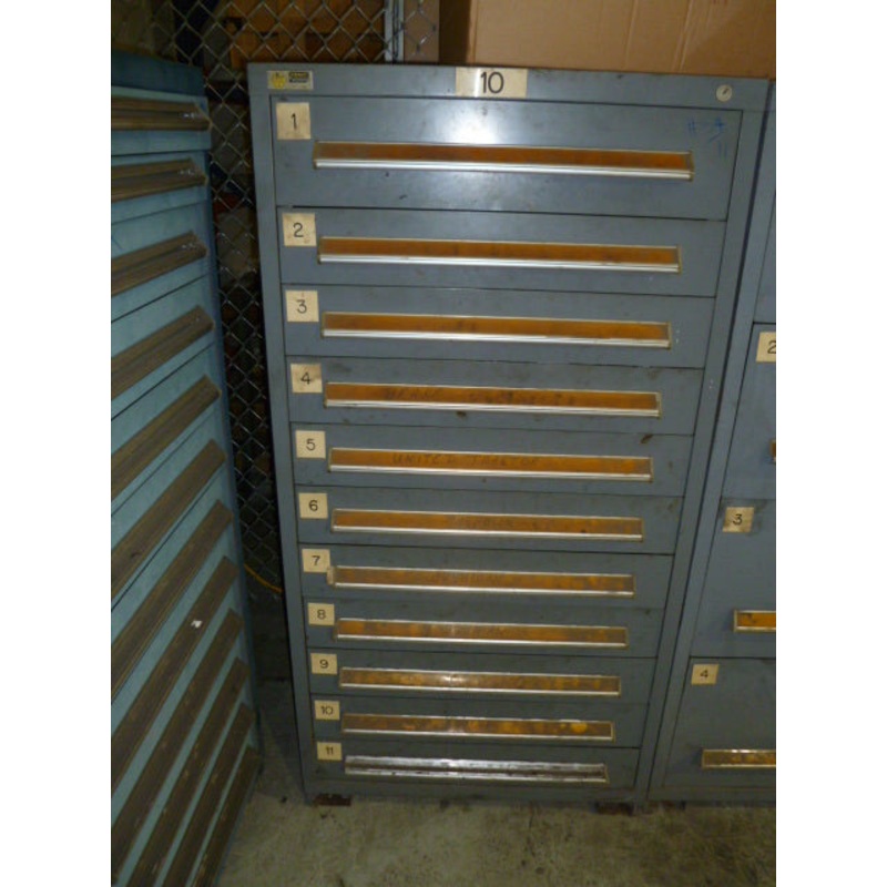 CABINET, STANLEY VIDMAR STYLE, 30W X 27.75 D X 59TALL, 11-DRAWER,