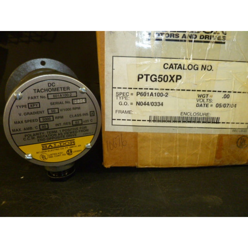 BALDOR, 601A100-2 TACHOMETER DC CCW ROTATION V.GRADIENT 50V/1000RPM