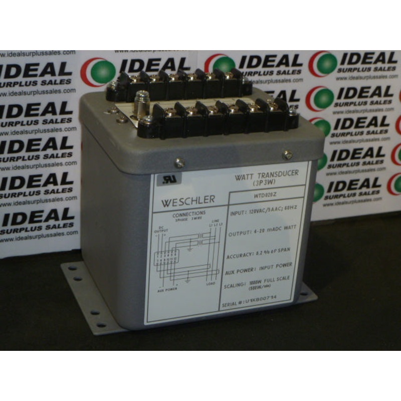 Weschler WTD020Z Transducer 120VAC/5A AC INPUT 4-20mA DC OUTPUT