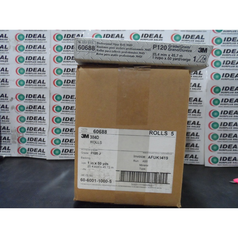 3M Sandpaper Roll P120 J Grade 304D 1 x 50 YD Roll