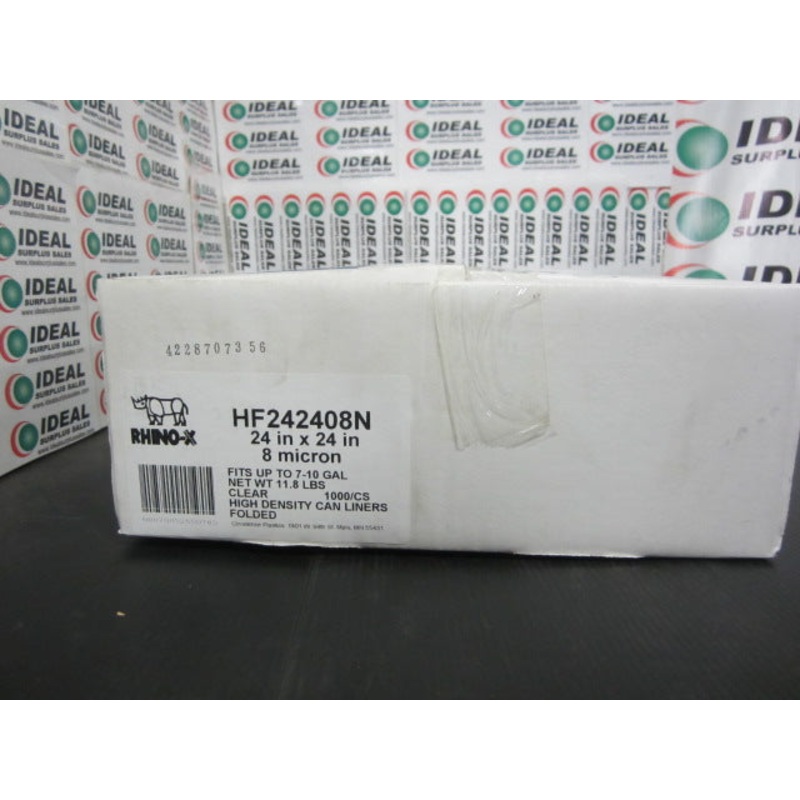 Berry Plastics Rhino-X HF242408N 24 X 24 High Density 8 Micron (0.31 Mil) Can Liners (1000/Box)