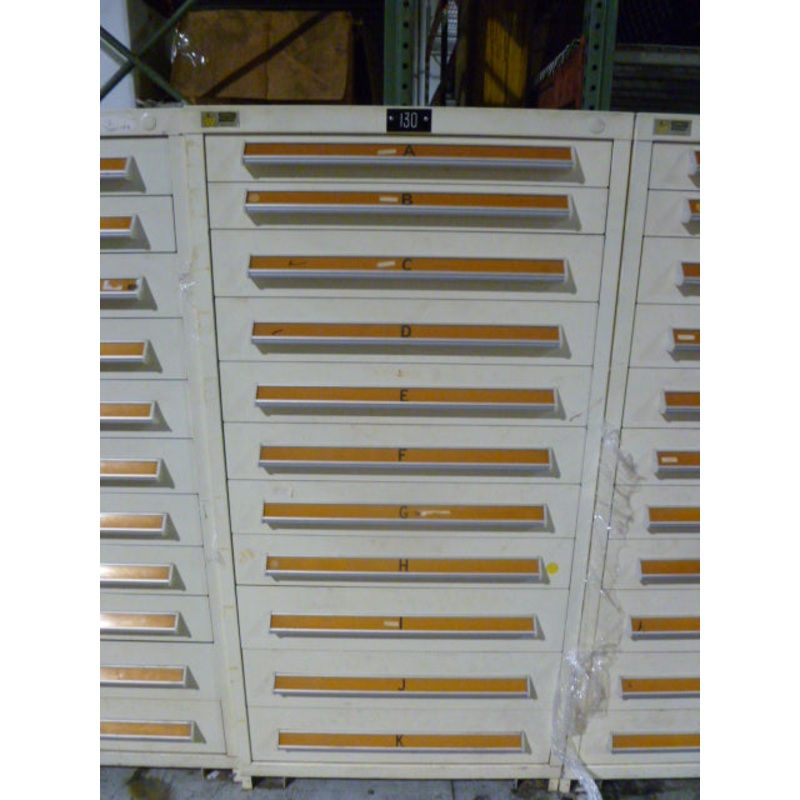 CABINET, STANLEY VIDMAR, 30W X 27.75D X 59 TALL,  , 11-DRAWER, COLOR: TAN