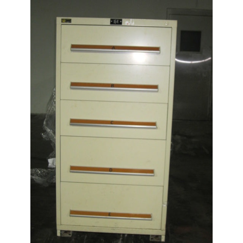 CABINET, STANLEY VIDMAR, 30W X 27.75D X 59 TALL,  , 5-DRAWER, COLOR: TAN
