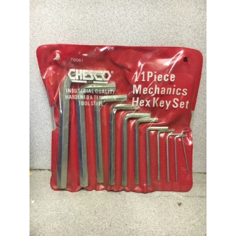 Chesco 70061 L-Shape 11-Piece SAE Hex Key Set Sizes up to 3/8