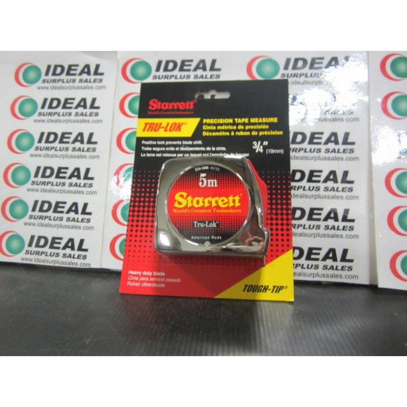 STARRETT C34-5M6 3/4 X 5 Meter Metric S6 Tape Measure TRU-LOK Chrome 65755