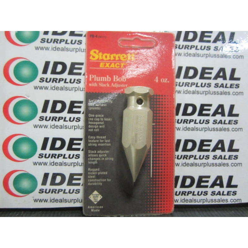 STARRETT PB-4 PLUMB BOB|Factory Sealed Packaging|New In Box|New No Box|Used|Reconditioned