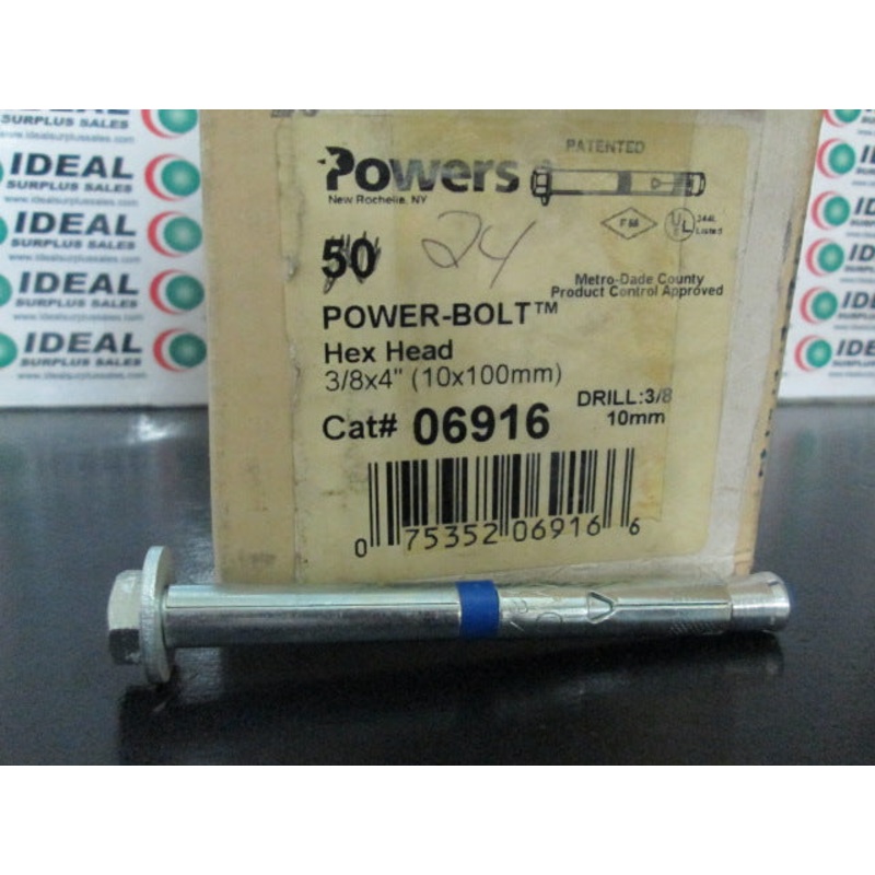 BOLT, POWERS 06916, 3/8 X 4 POWER BOLT