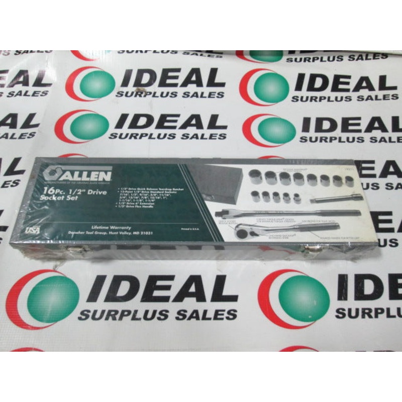 SOCKET, ALLEN 19211, 16 PC 1/2 DRIVE SOCKET SET