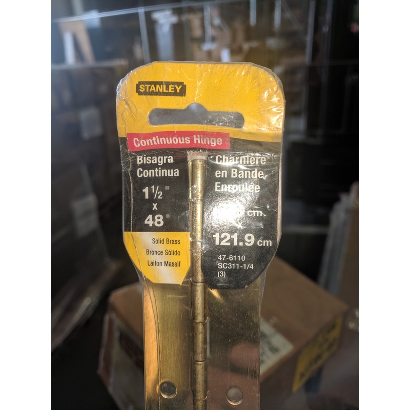 Stanley SC311-1/4 Bright Brass Continuous Hinge 1-1/2 x 48 OAL