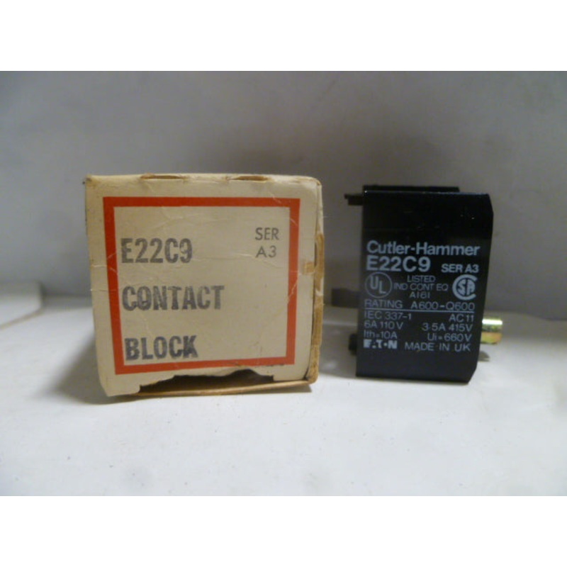 BLOCK, CUTLER HAMMER – E22C9,|Factory Sealed Packaging|New In Box|New No Box|Used|Reconditioned