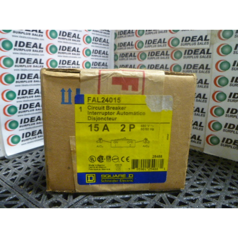 BREAKER, SQUARE D – FAL24015, 15A, 2P, 480V, MOLDED CASE CIRCUIT BREAKER