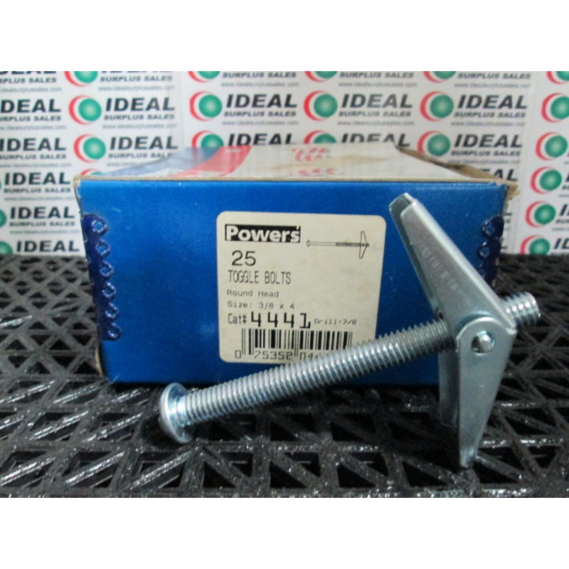 BOLT, RAWL 04441, 3/8 X 4 ROUND HEAD TOGGLE BOLTS, DRILL 7/8 – 25 PER BOX