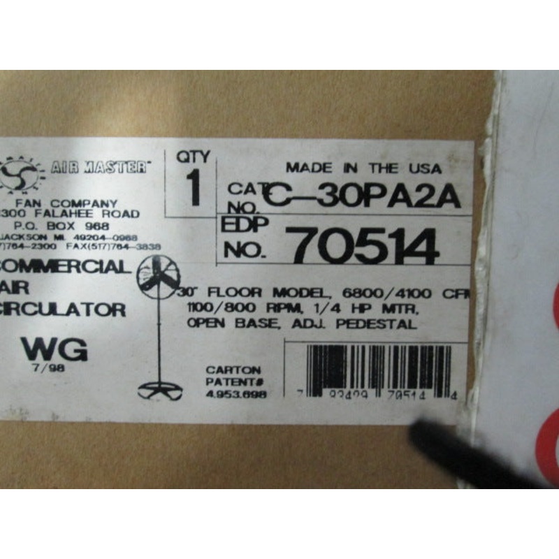 AIR MASTER FAN COMPANY C30PA2A CIRCULATOR