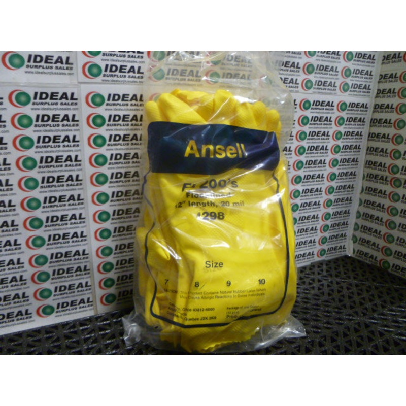 Ansell 298-8 Versatouch Fl 200 S Size 8 Flock Lined Chemical Resistant Gloves (PKG OF 12)