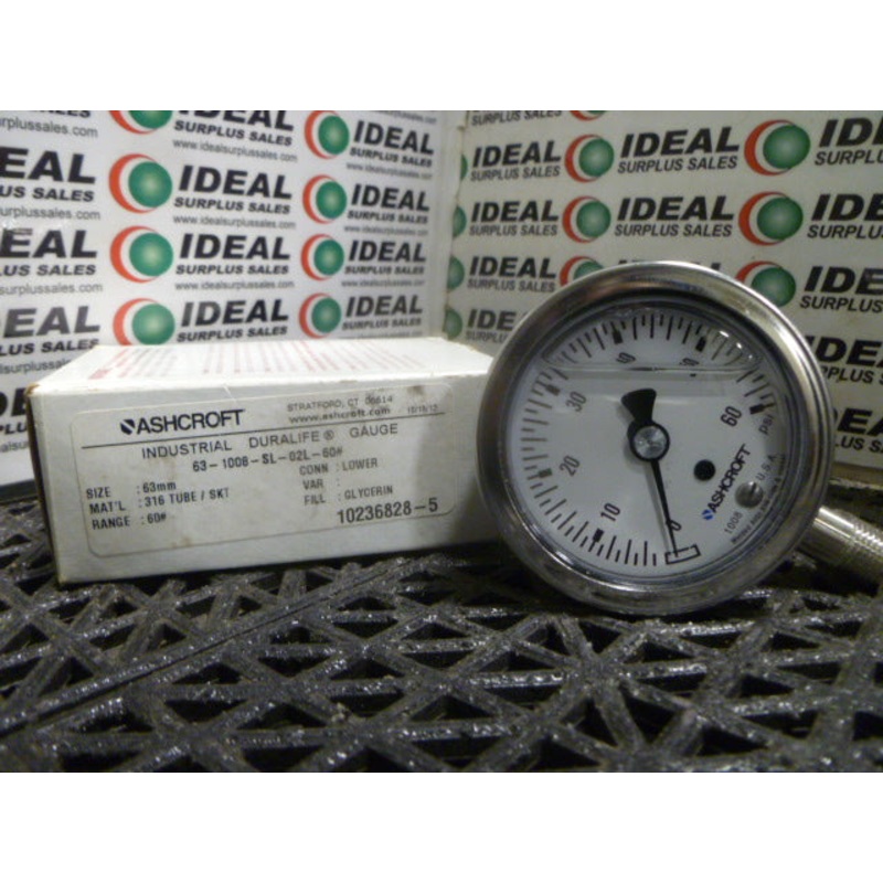 ASHCROFT 631008SL02L60 GAUGE|Factory Sealed Packaging|New In Box|New No Box|Used|Reconditioned