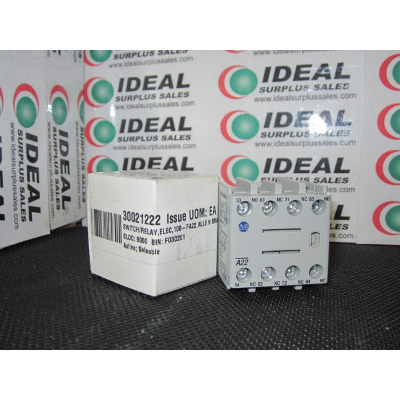 Allen Bradley 100-FA22 Auxiliary Contract Block Front Mounting 2NO 2NC