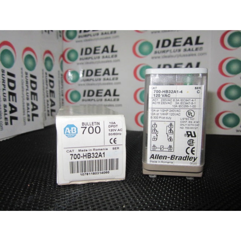 Allen Bradley  700-HB32A1  General Purpose Relay 15 AMP Contact DPDT 120V 50/60HZ