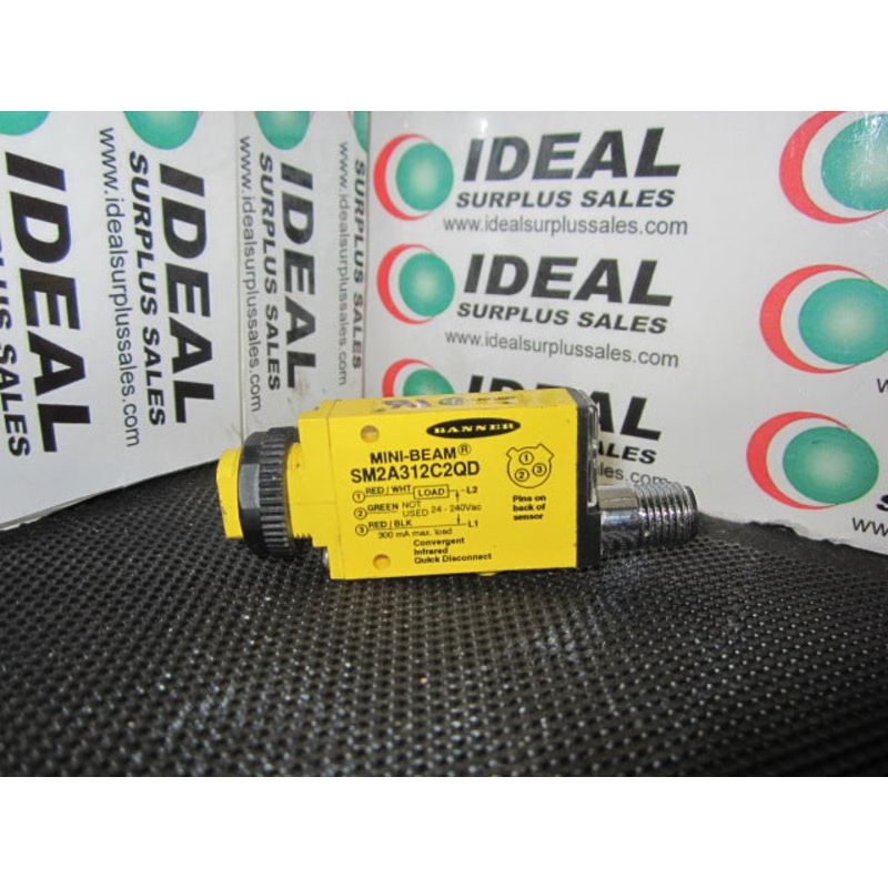 BANNER, SM2A312C2QD – MINI-BEAM: INFRARED 880 NM CONVERGENT; FOCAL POINT: 43 MM; INPUT: 24-240V AC; OUTPUT: SPST SOLID-STATE 2-WIRE; QUICK-DISCONNECT CONNECTOR