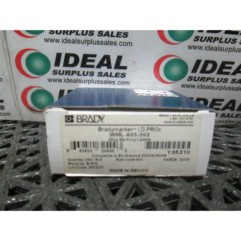 BRADY WML905502|Factory Sealed Packaging|New In Box|New No Box|Used|Reconditioned