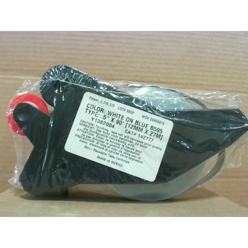 Brady Y1382004 White on Blue Non-Reusable Tape Cartridge 0.5 X 90 B595