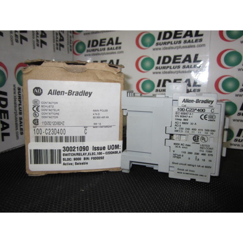 ALLEN-BRADLEY, 100-C23D400 – MCS-C CONTACTOR, IEC,23A, 110V 50HZ / 120V 60HZ, SINGLE PACK