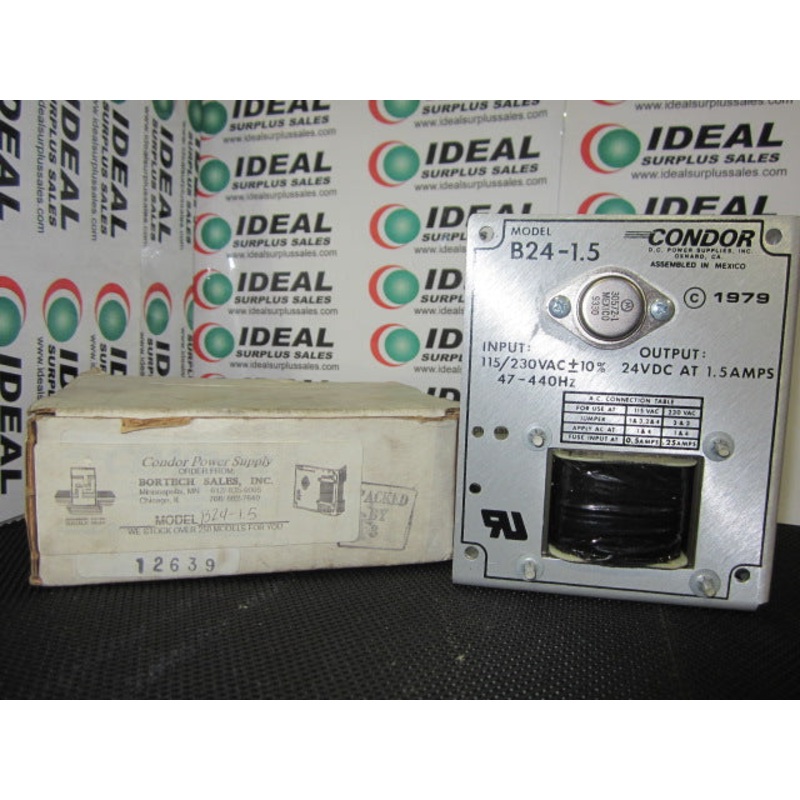 CONDOR, B24-1.5 – POWER SUPPLY, 115/230V AC 24VDC 1.5 AMP 24 Volts DC