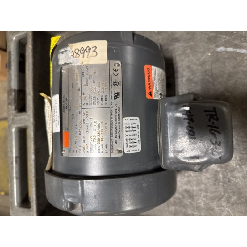 Dayton 2N865BC 1/2HP AC Motor 1725 RPM 56 Frame 230/460VAC 3PH TEFC