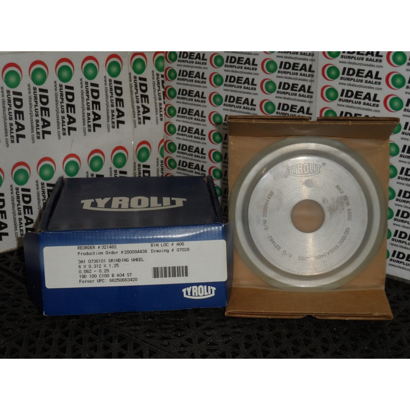 TYROLIT 321482 GRINDING WHEEL|Factory Sealed Packaging|New In Box|New No Box|Used|Reconditioned