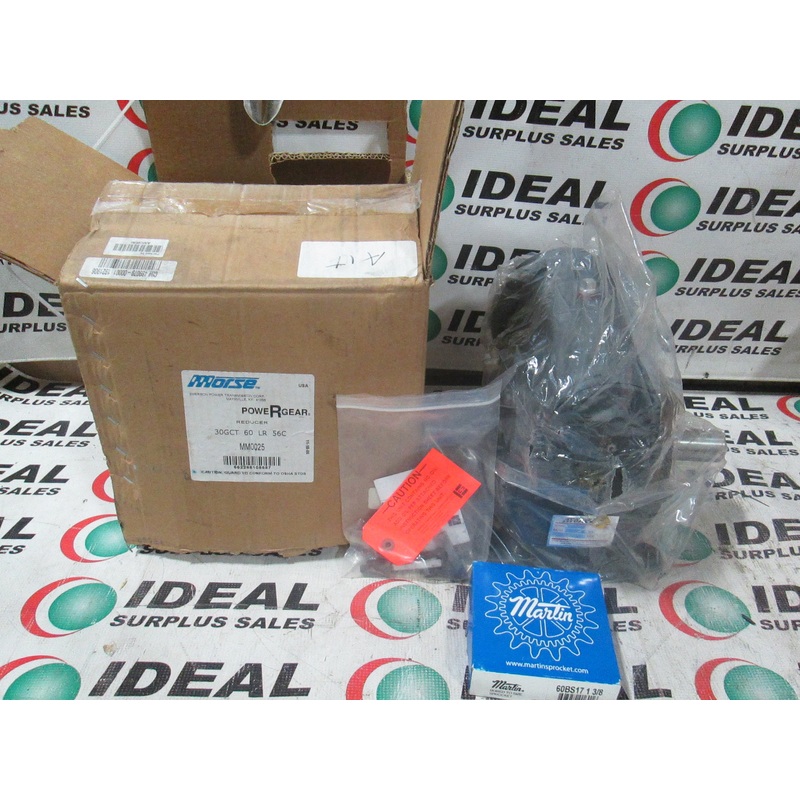 SPEED REDUCER, MORSE, 30GT60LR56C, WITH MARTIN SPROCKET, 60BS17 1 3/8 – R.P.M. 1750, H.P. 1.21