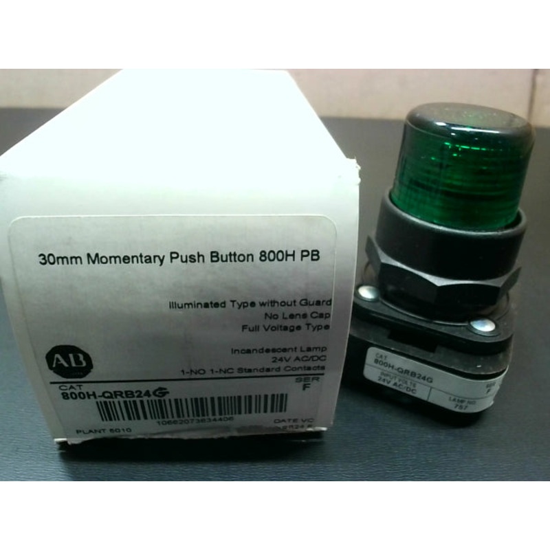 Allen Bradley 800H-QRB24G Momentary Green Illuminated Pushbutton 24 VAC/VDC