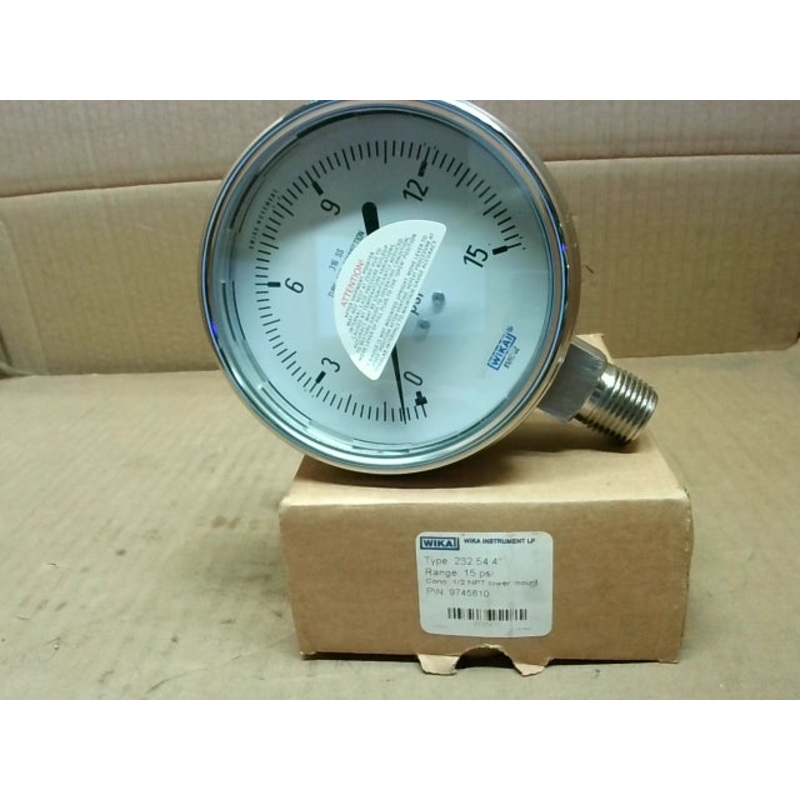 Wika 9745610 232.54 4 Precision Measuring Guage 0-15PSI 1/2 NPT