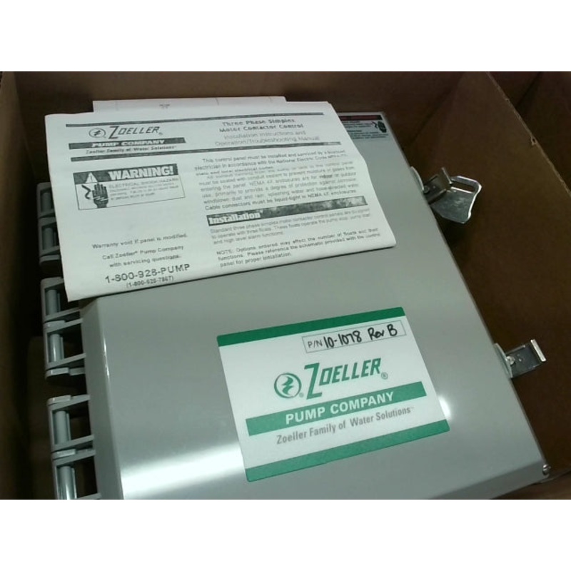 Zoeller 10-1078 Simplex Pump Control Panel 3 phase 0-4A NEMA RevB w/ Alarms