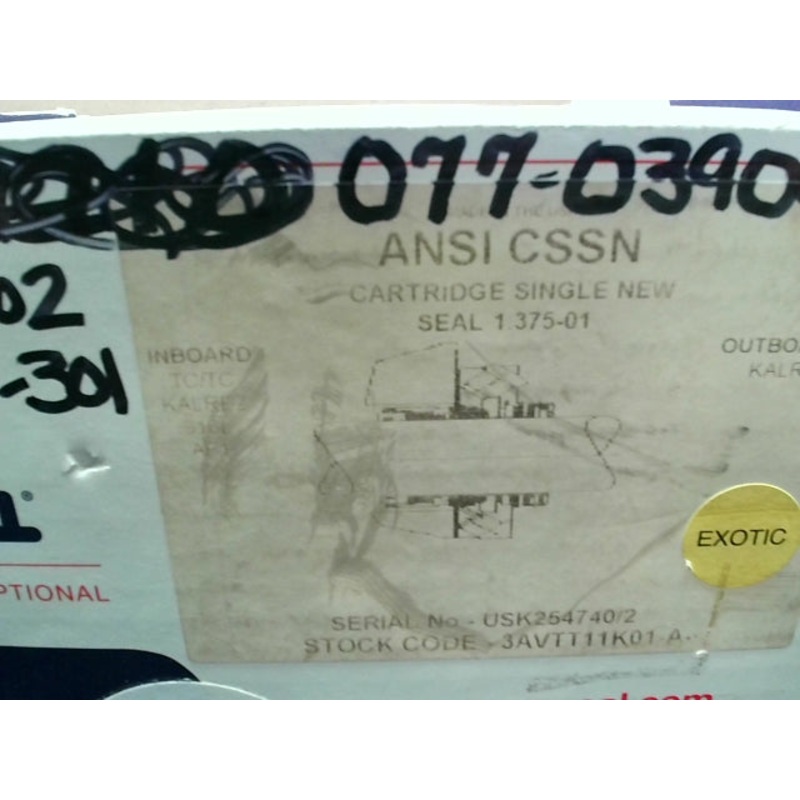 AES CSSN ANSI Cartridge Mechanical Seal 1.375-01 TC/TC Kalrez 316L AF1