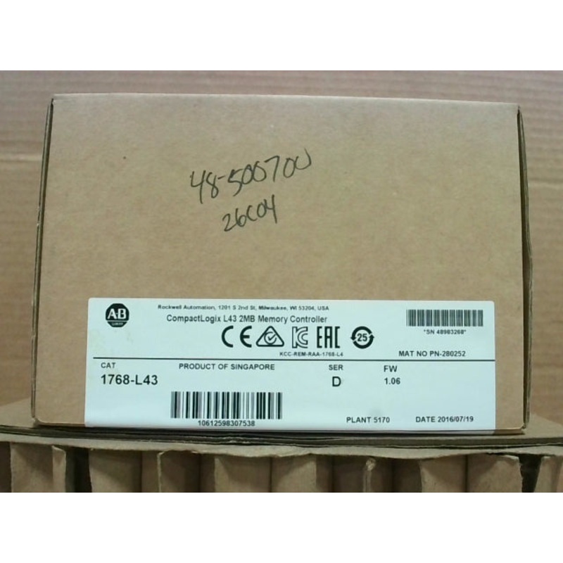 Allen Bradley 1768-L43 /D Compact Logix L43 2Controller Module 24VDC