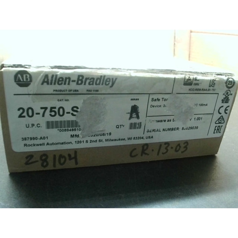 Allen-Bradley 20-750-S PowerFlex Safe Torque Off Option Module Ser A