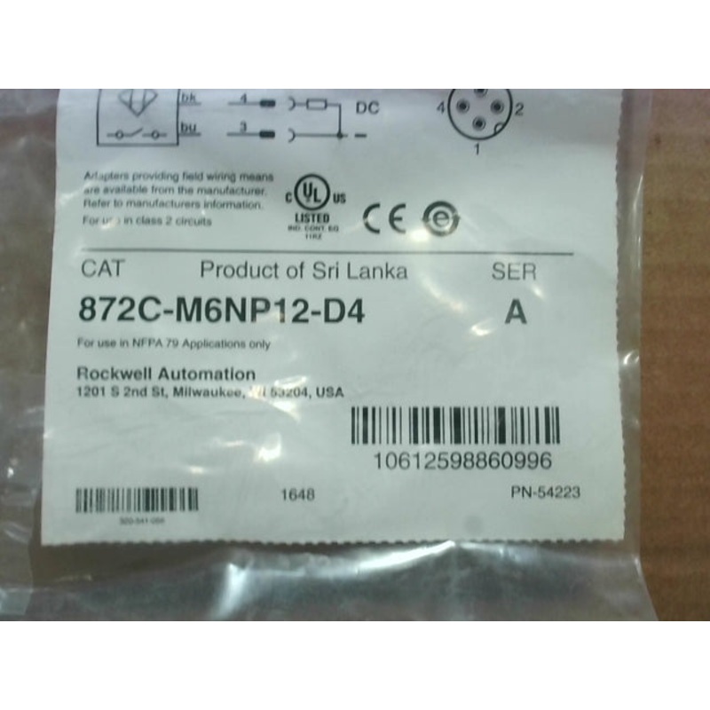 Allen Bradley 872C-M6NP12-D4 /A Inductive Proximity Sensor 10-30VDC 54223