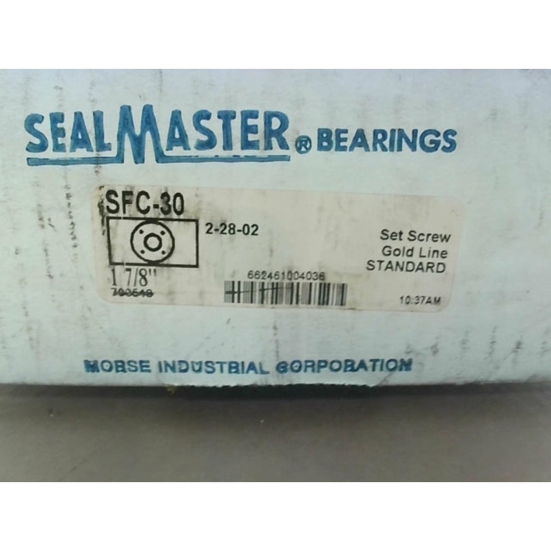 Sealmaster SFC-30 1 7/8 Bore Piloted Flange Cartridge Unit 4-Bolt Cast Iron Housing