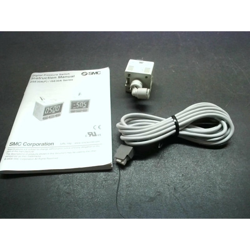 SMC ISE30A-C6L-F Pressure Switch 12-24VDC w/ Cable & Mounting Bracket