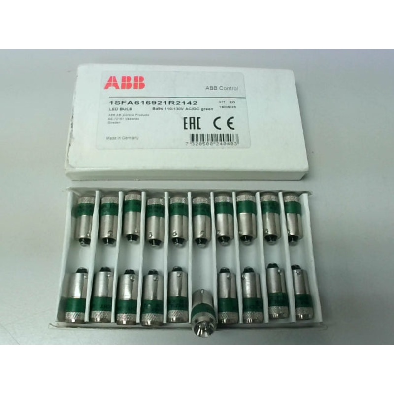 ABB 1SFA616921R2142 Green LED Bulb (20 PCS) KA2-2142 120V AC/DC