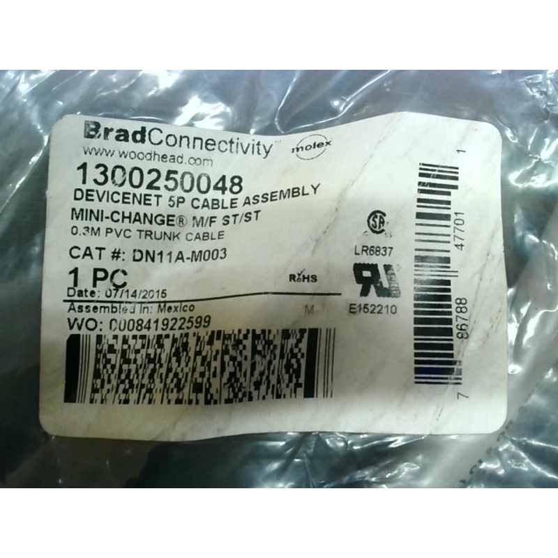 Brad Connectivity 1300250048 Devicenet 5p Cable 0.3m DN11A-M003