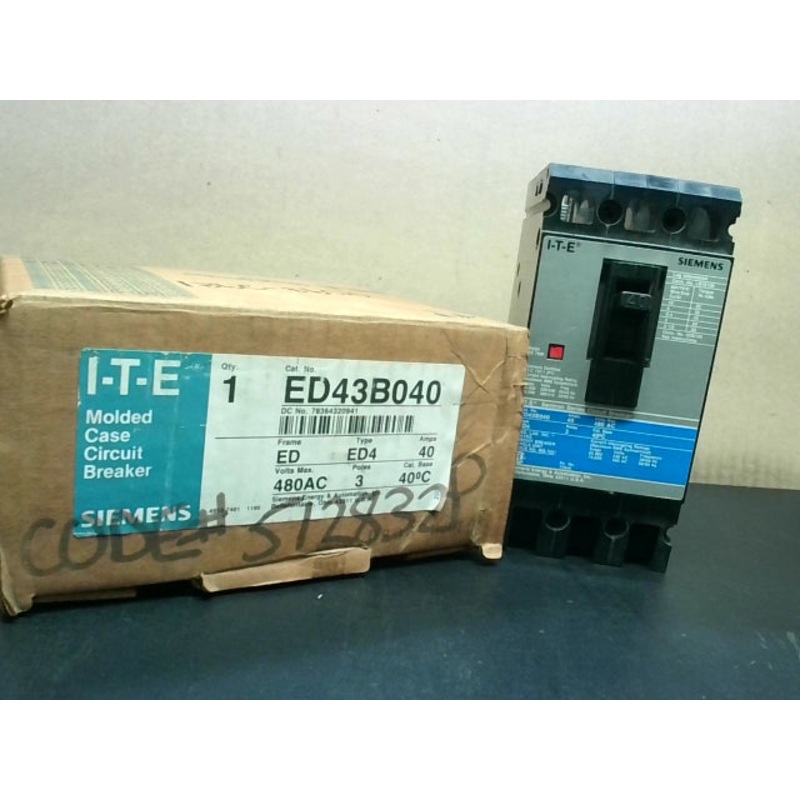 Siemens ED43B040 Circuit Breaker Sentron Series 40A 480v 3 Pole