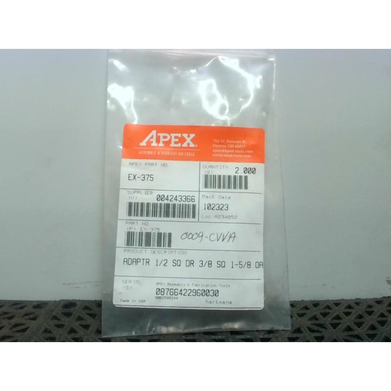 Apex EX-375 1/2 SQ DR 3/8 & 1-5/8 OA