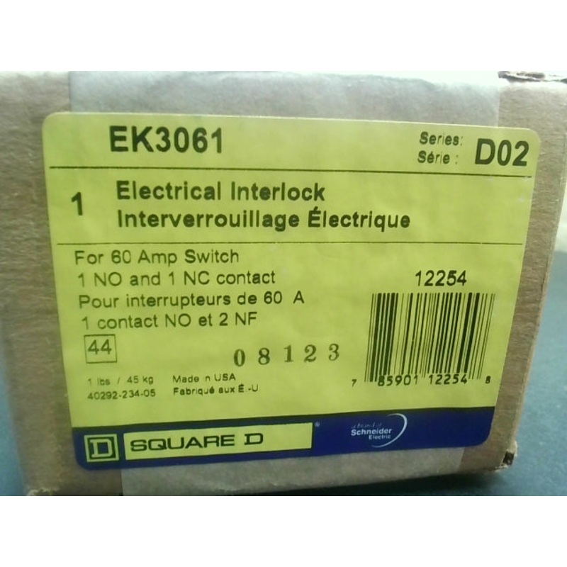 Square D EK306-1 Electrical Interlock For 60 Amp Switch